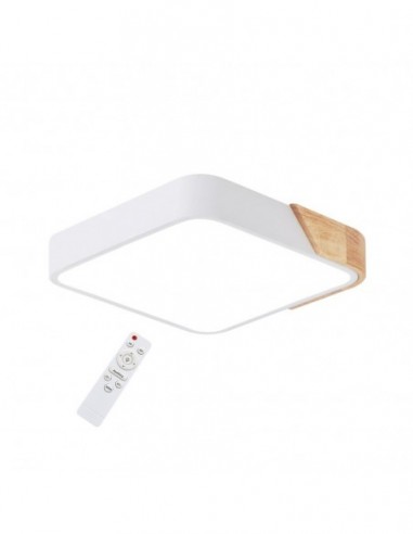 PLAFON LED CUADRADO BLANCO Y MADERA...